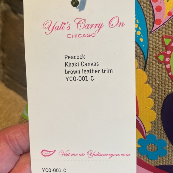 Canvas and Leather Peacock Tote Bag Designed by Childhood Cancer Survivor - Picture 7 of 12